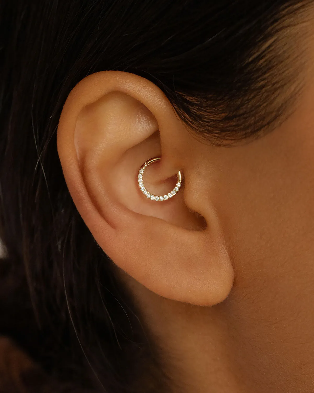 14k Solid Gold Diamond Radiant Daith Cartilage Earring Bycharlotte