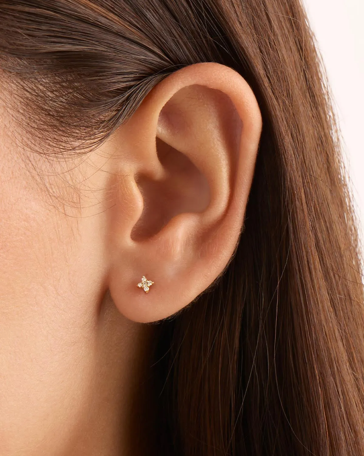 14k Solid Gold Diamond Sacred Cartilage Flatback Earring Bycharlotte