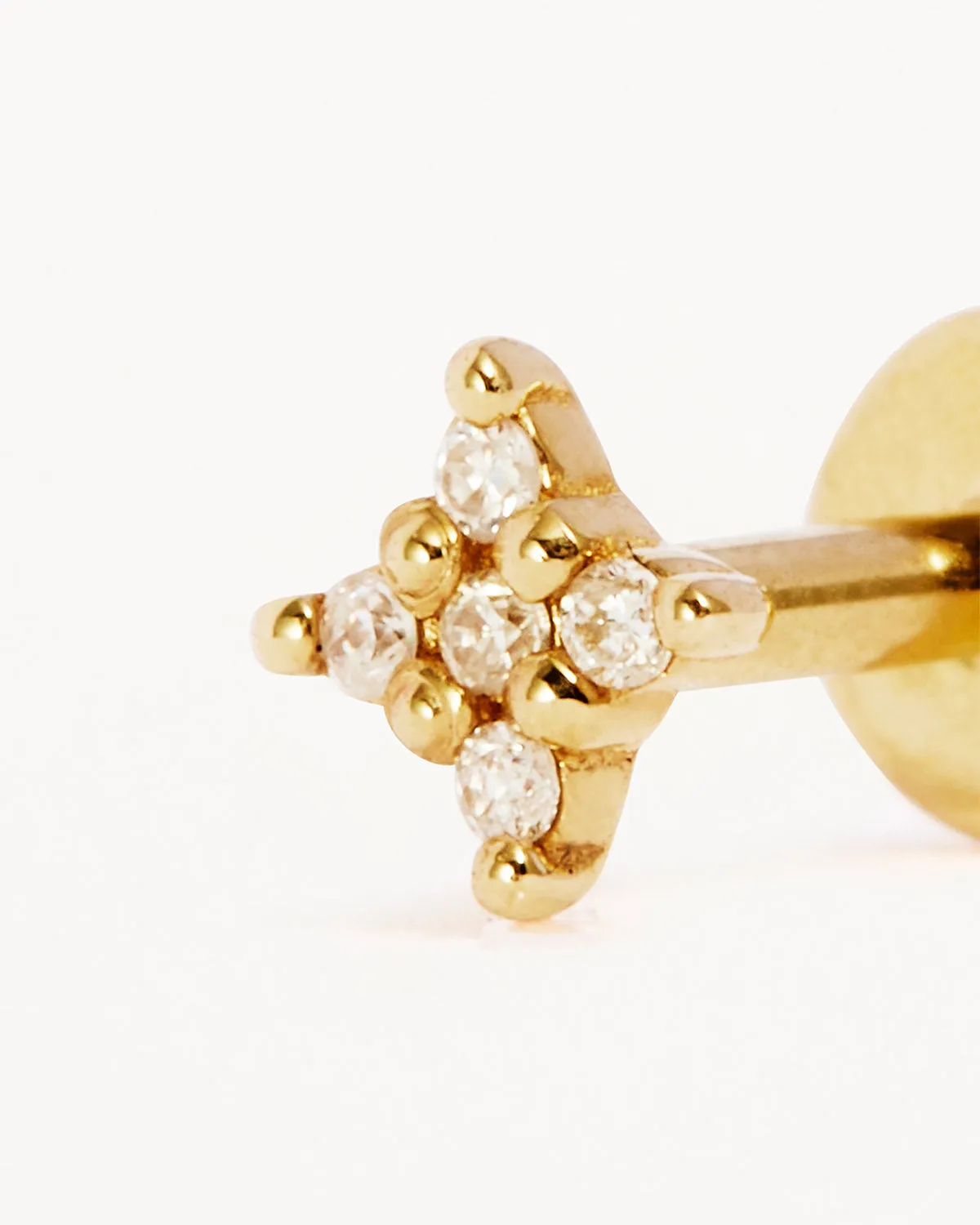 14k Solid Gold Diamond Sacred Cartilage Flatback Earring Bycharlotte