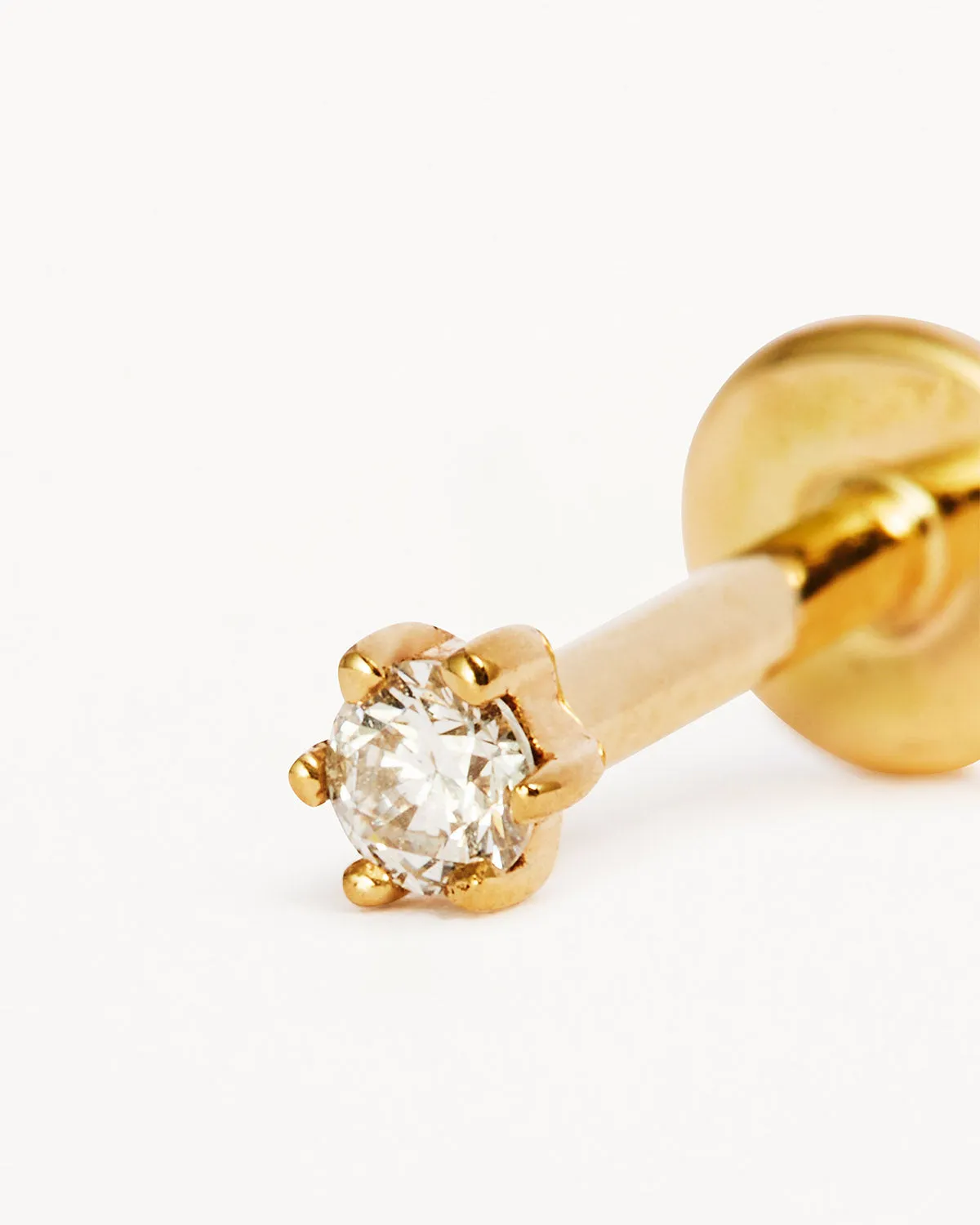 14k Solid Gold Diamond Sweet Droplet Cartilage Flatback Earring Bycharlotte
