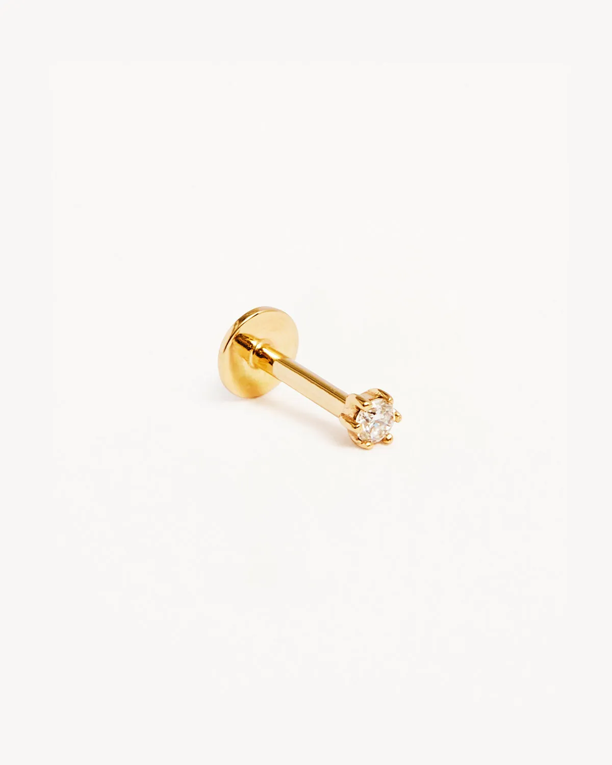 14k Solid Gold Diamond Sweet Droplet Cartilage Flatback Earring Bycharlotte