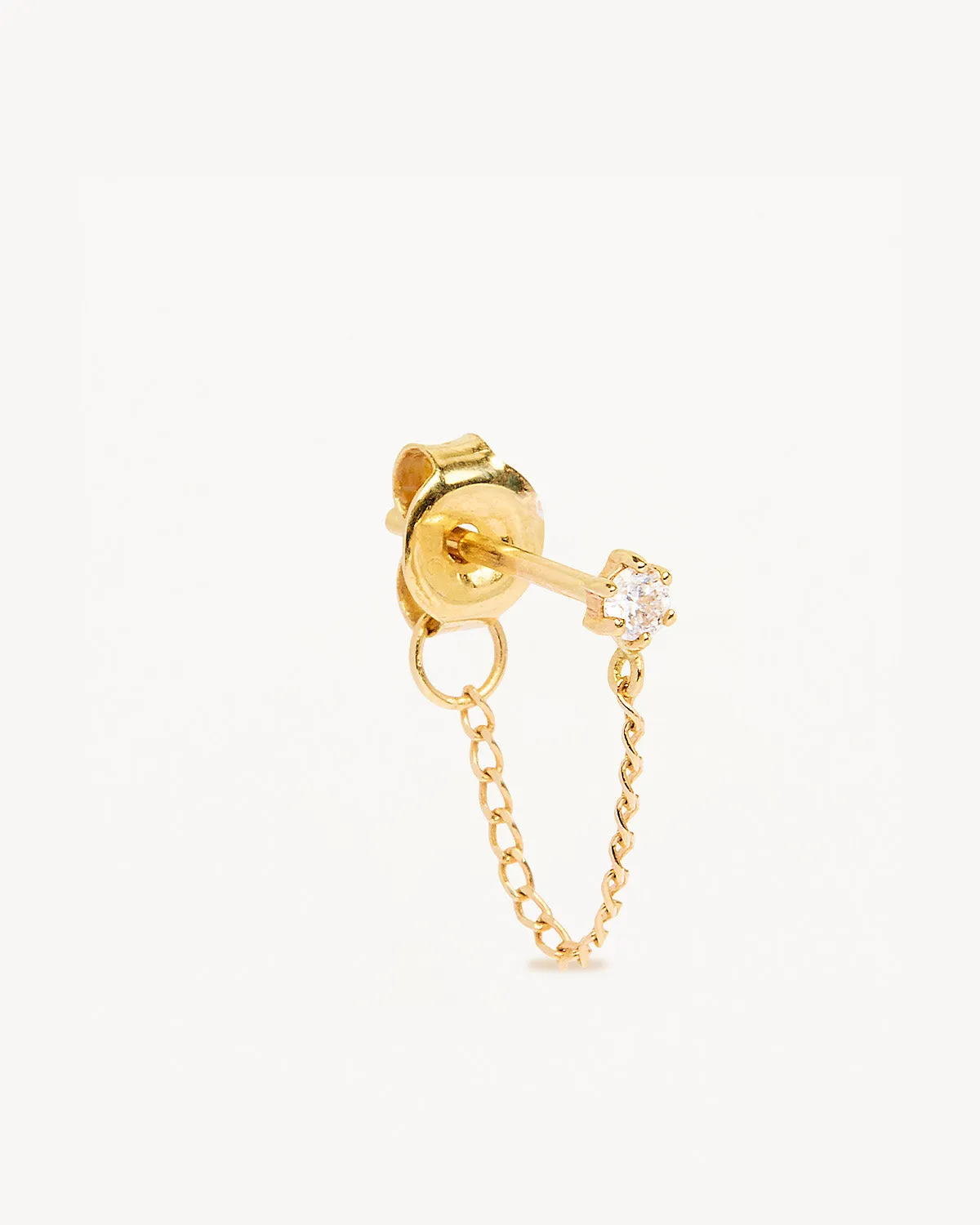 14k Solid Gold Diamond Sweet Droplet Chain Earring Bycharlotte