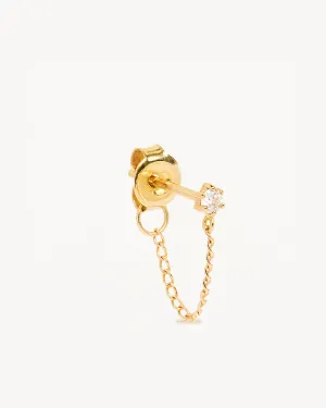 14k Solid Gold Diamond Sweet Droplet Chain Earring Bycharlotte
