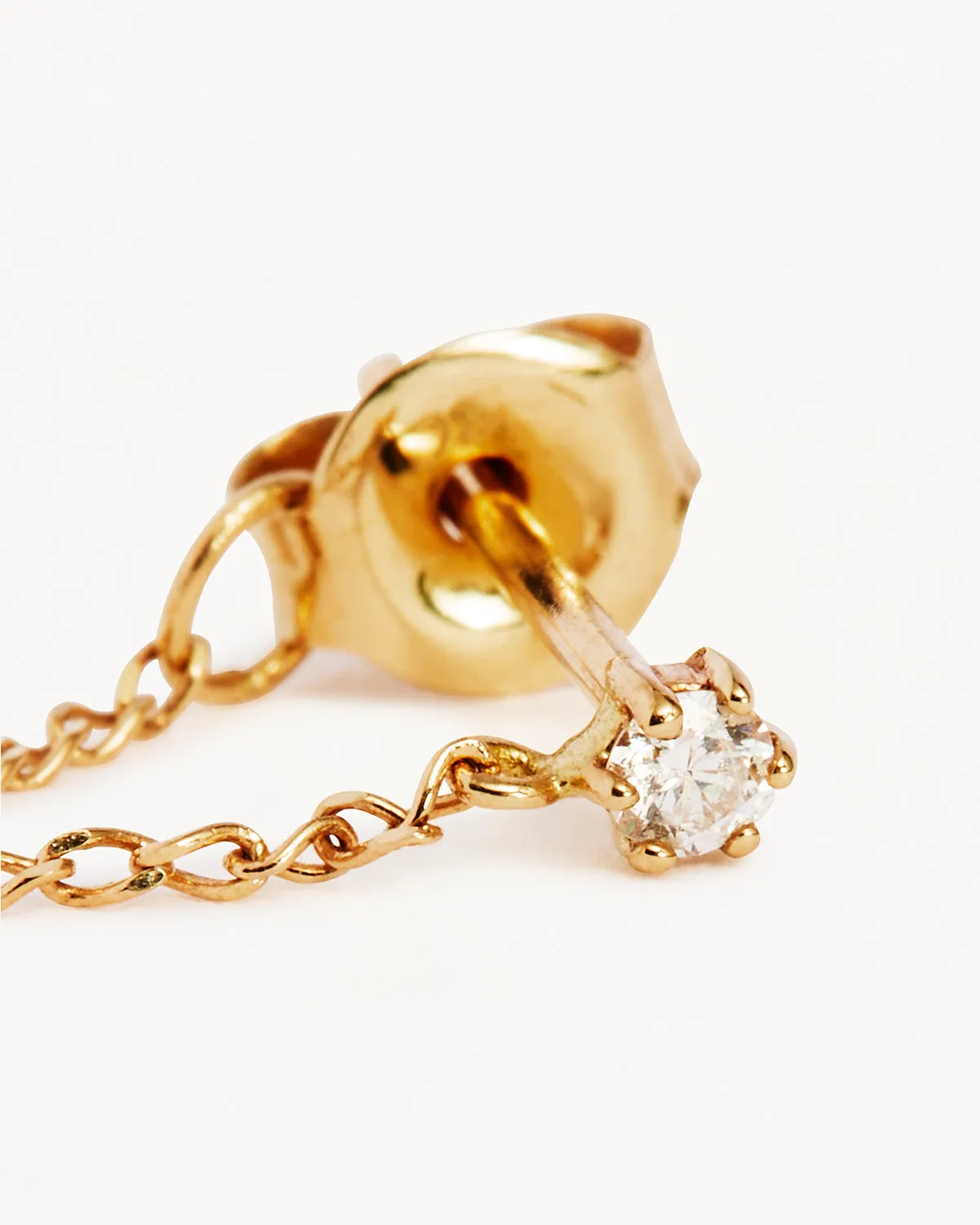 14k Solid Gold Diamond Sweet Droplet Chain Earring Bycharlotte