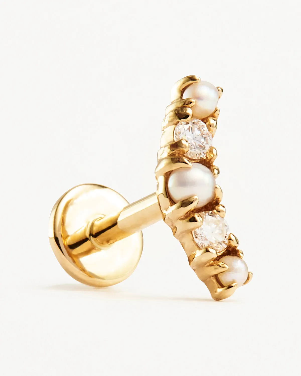 14k Solid Gold Diamond Whimsical Cartilage Flatback Earring Bycharlotte