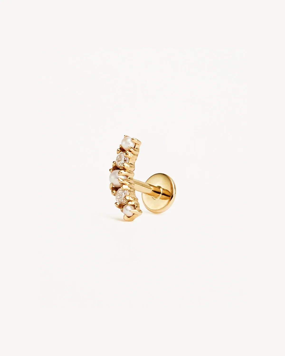 14k Solid Gold Diamond Whimsical Cartilage Flatback Earring Bycharlotte