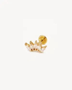 14k Solid Gold Eternal Lotus Crystal Cartilage Earring Bycharlotte