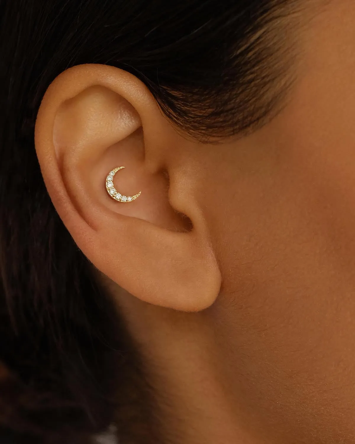 14k Solid Gold Evening Sky Diamond Cartilage Earring Bycharlotte