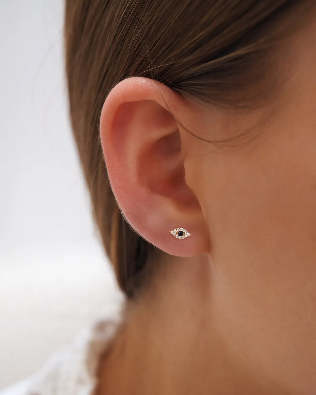 14k Solid Gold Evil Eye Earring Bycharlotte