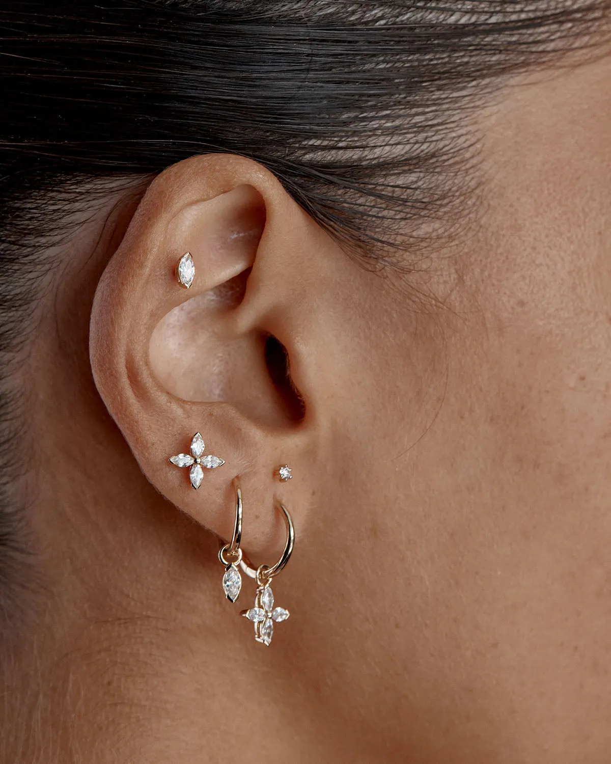 14k Solid Gold Floating Petal Lab-Grown Diamond Hoop Bycharlotte