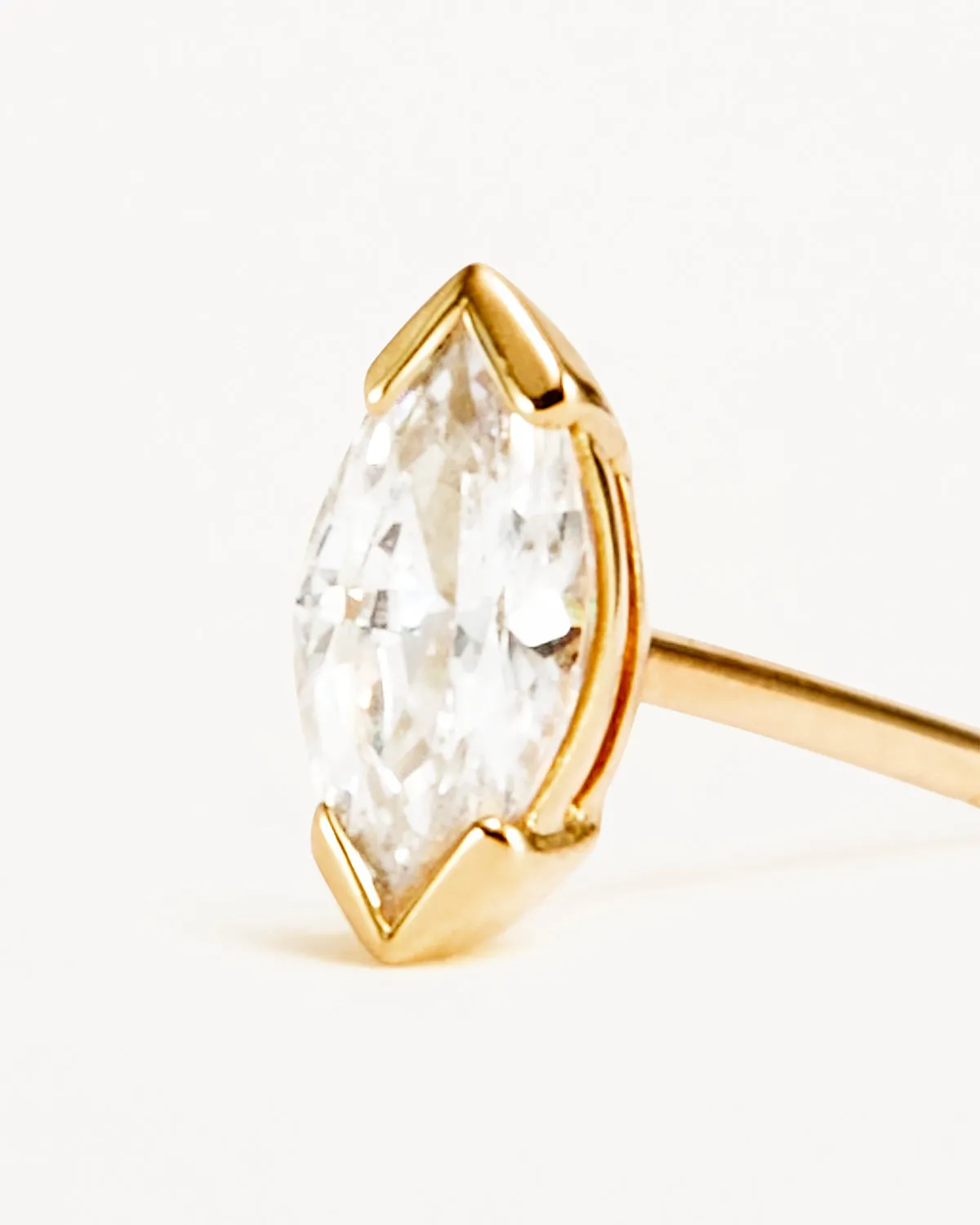 14k Solid Gold Floating Petal Lab-Grown Diamond Stud Earring Bycharlotte