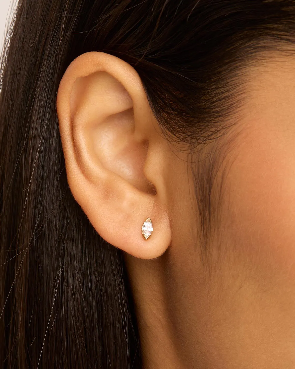 14k Solid Gold Floating Petal Lab-Grown Diamond Stud Earring Bycharlotte
