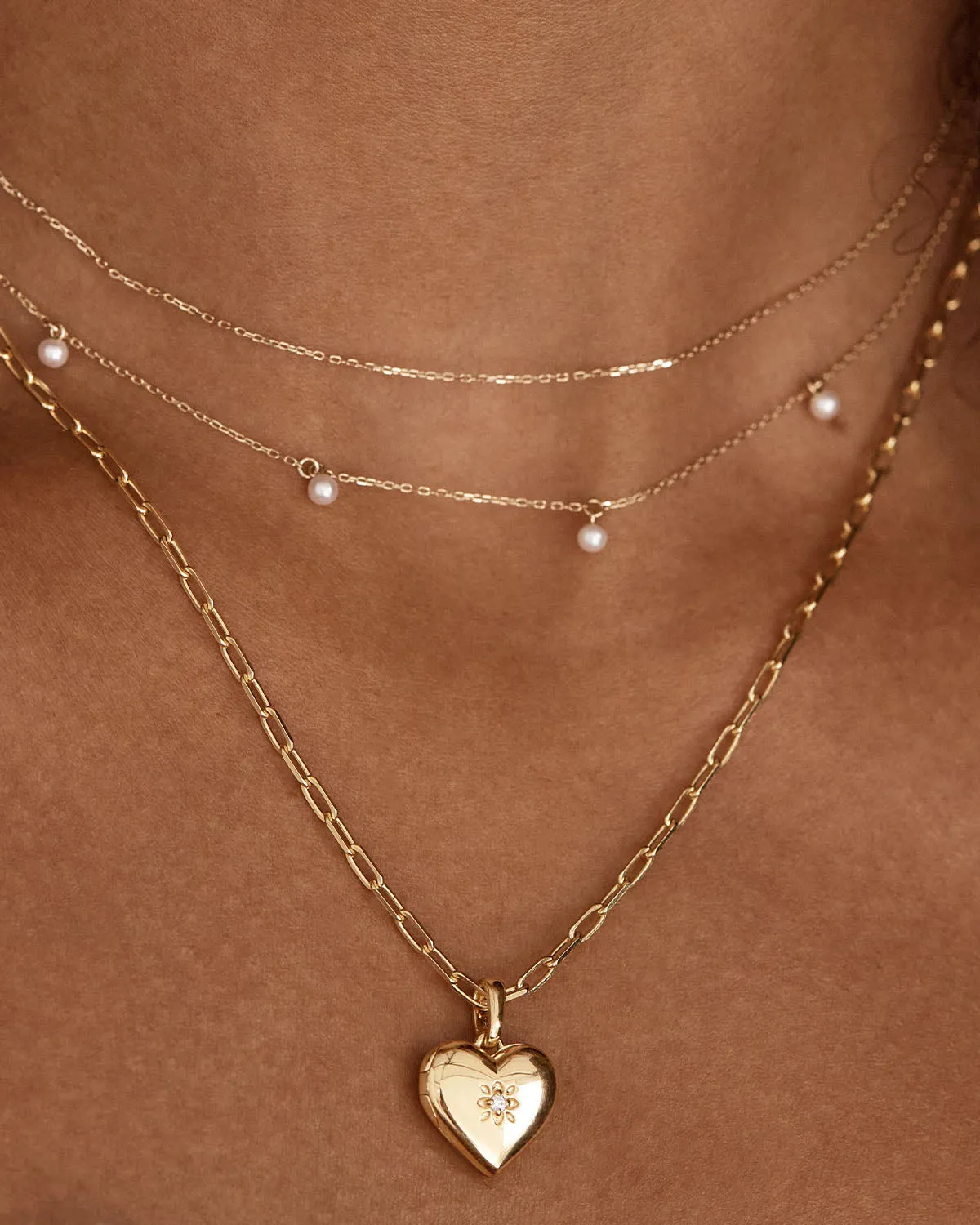 14k Solid Gold Heart Diamond Lotus Locket Pendant Bycharlotte