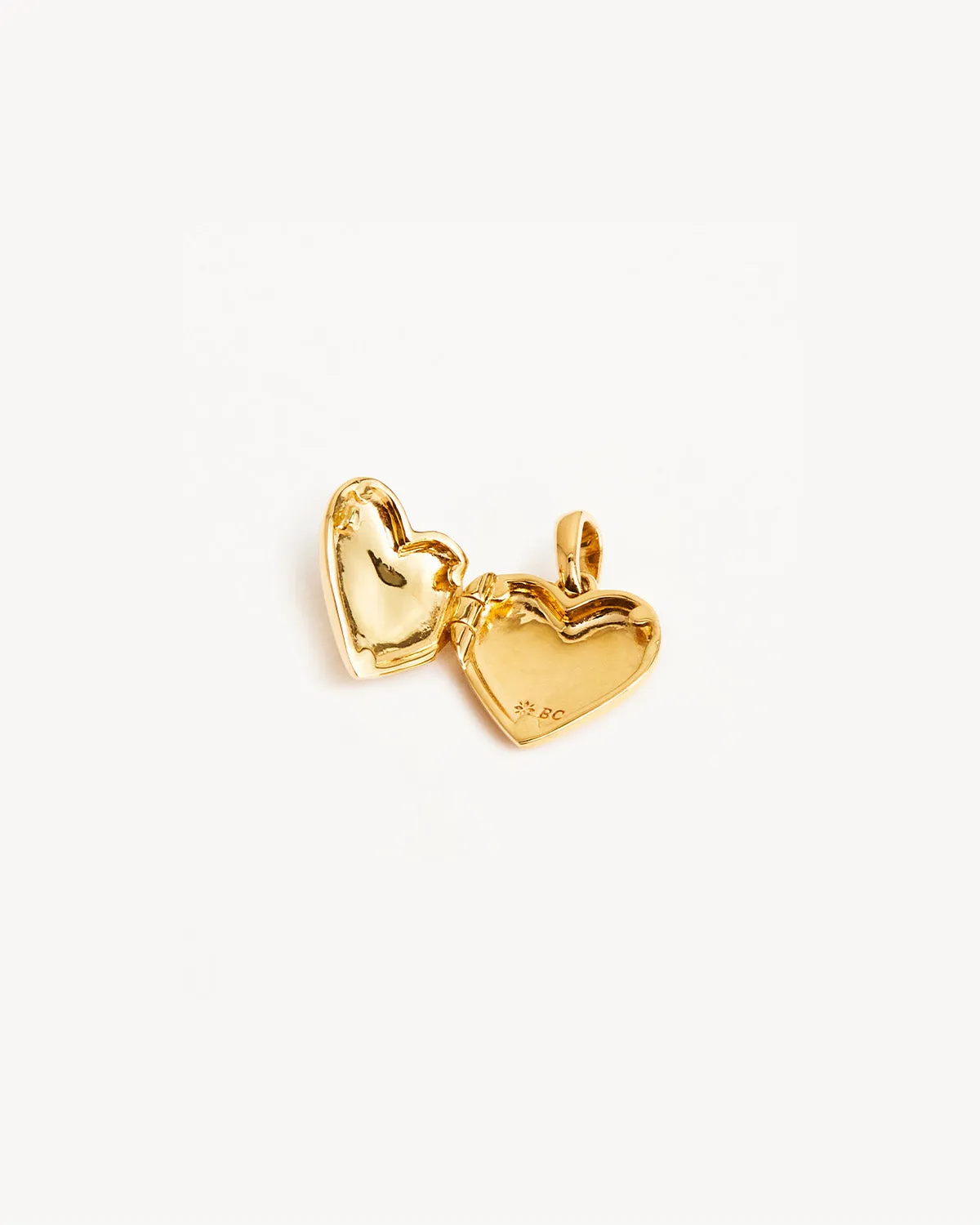 14k Solid Gold Heart Diamond Lotus Locket Pendant Bycharlotte