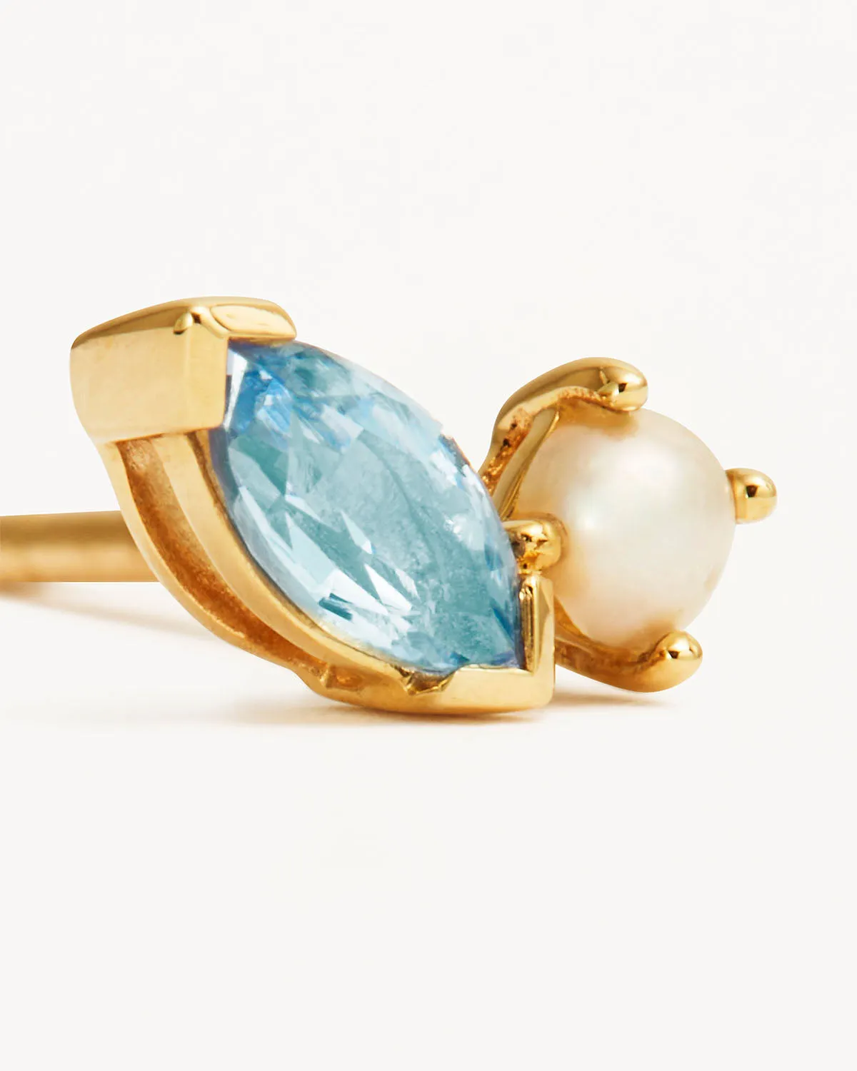 14k Solid Gold Into The Blue Stud Earring Bycharlotte