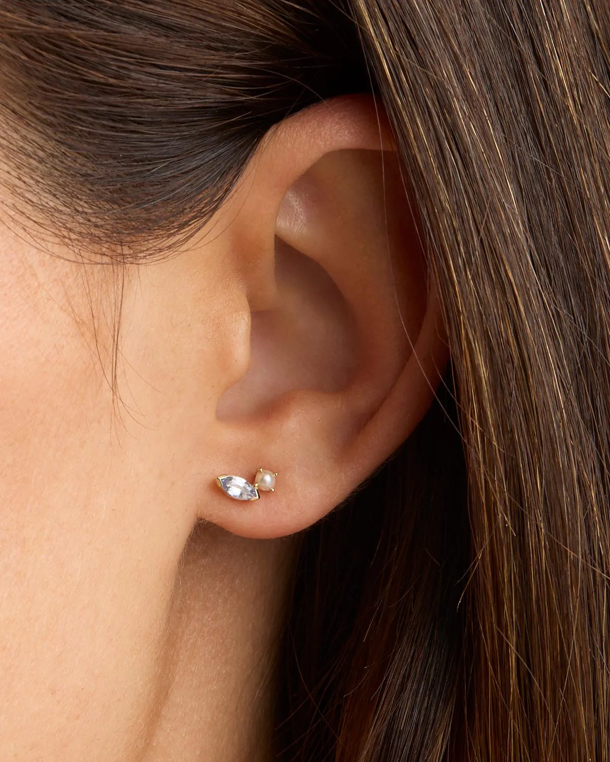 14k Solid Gold Into The Blue Stud Earring Bycharlotte