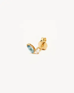 14k Solid Gold Into The Blue Stud Earring Bycharlotte
