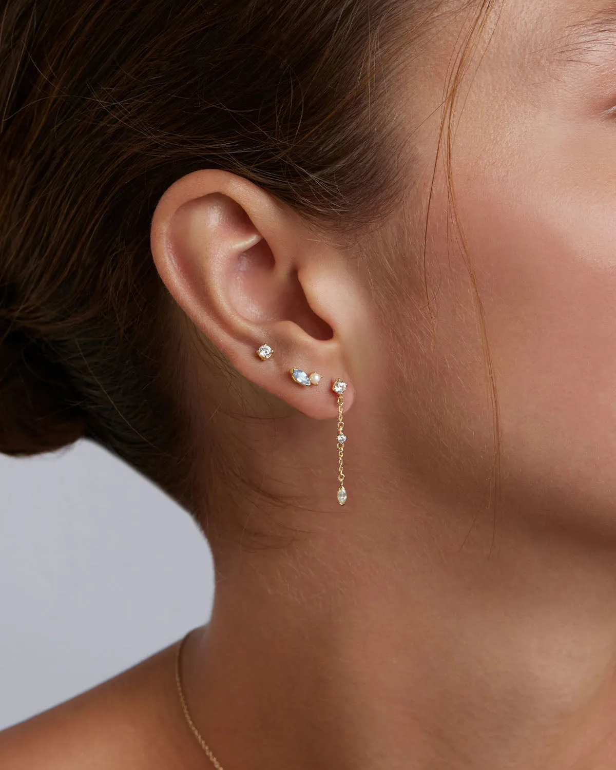 14k Solid Gold Into The Blue Stud Earring Bycharlotte