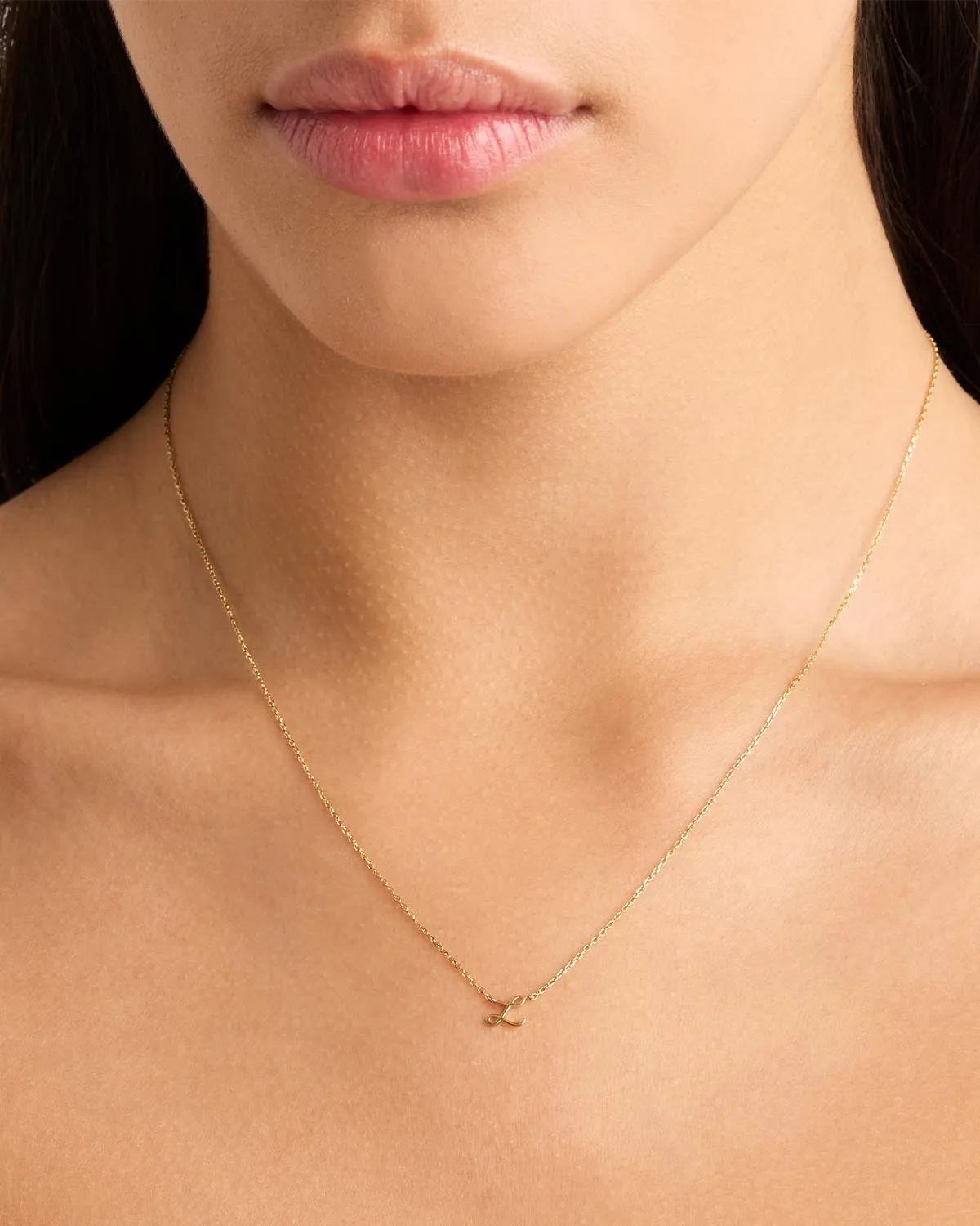 14k Solid Gold Love Letter Necklace Bycharlotte