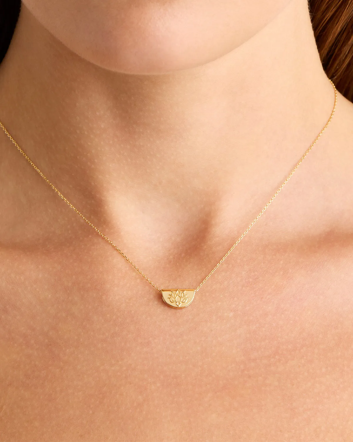 14k Solid Gold Mini Lotus Necklace Bycharlotte