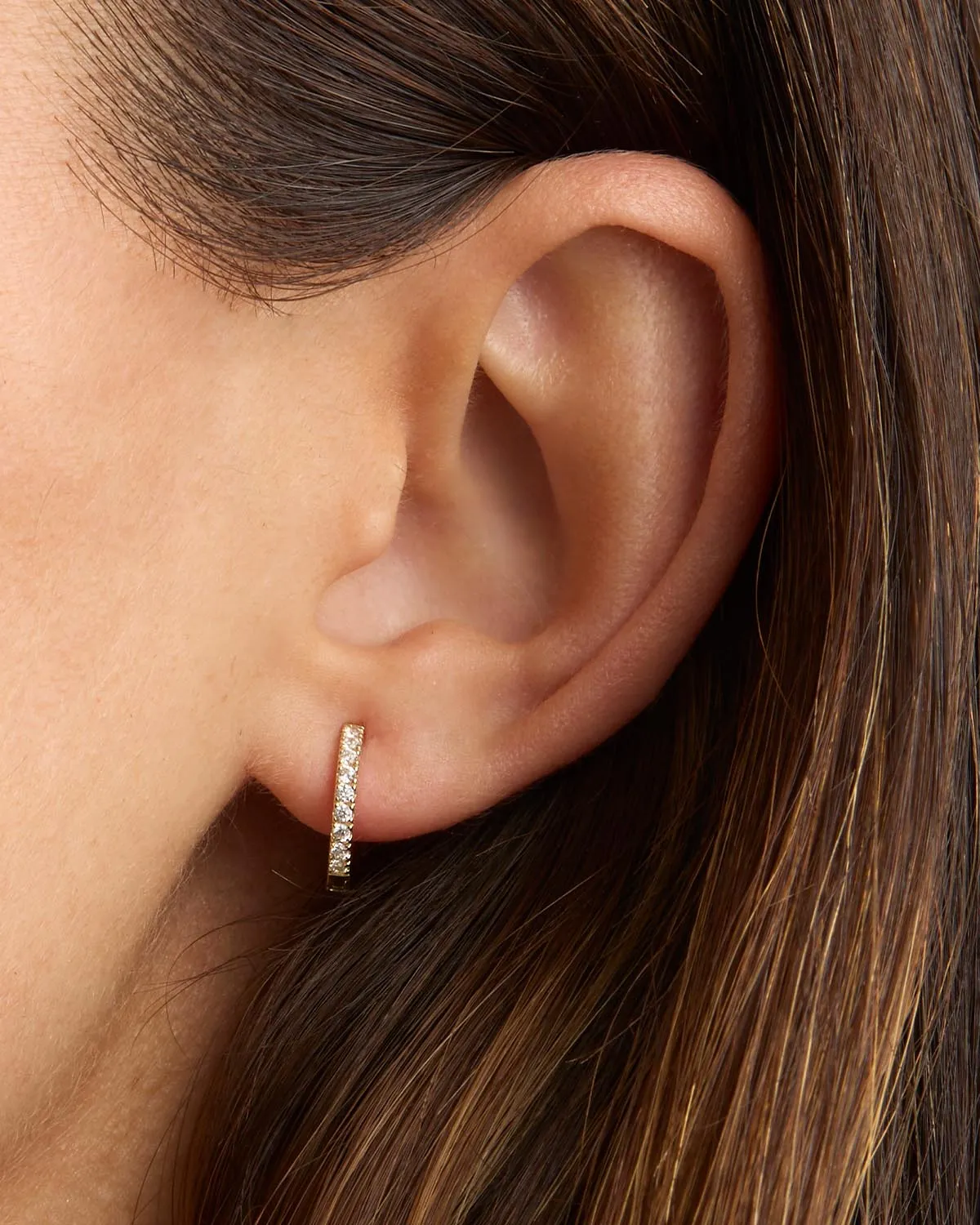 14k Solid Gold Mist Diamond Hoop Bycharlotte