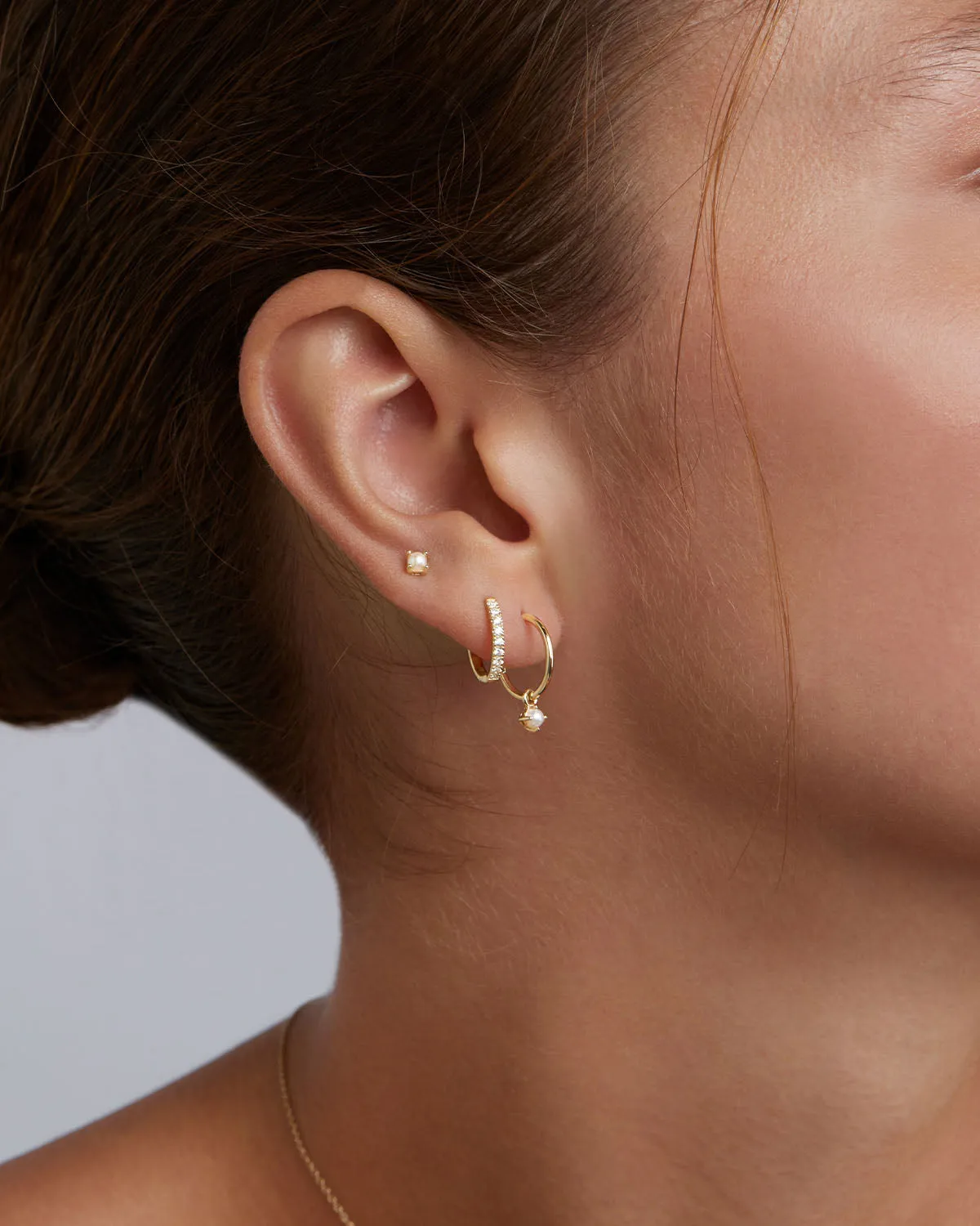 14k Solid Gold Mist Diamond Hoop Bycharlotte