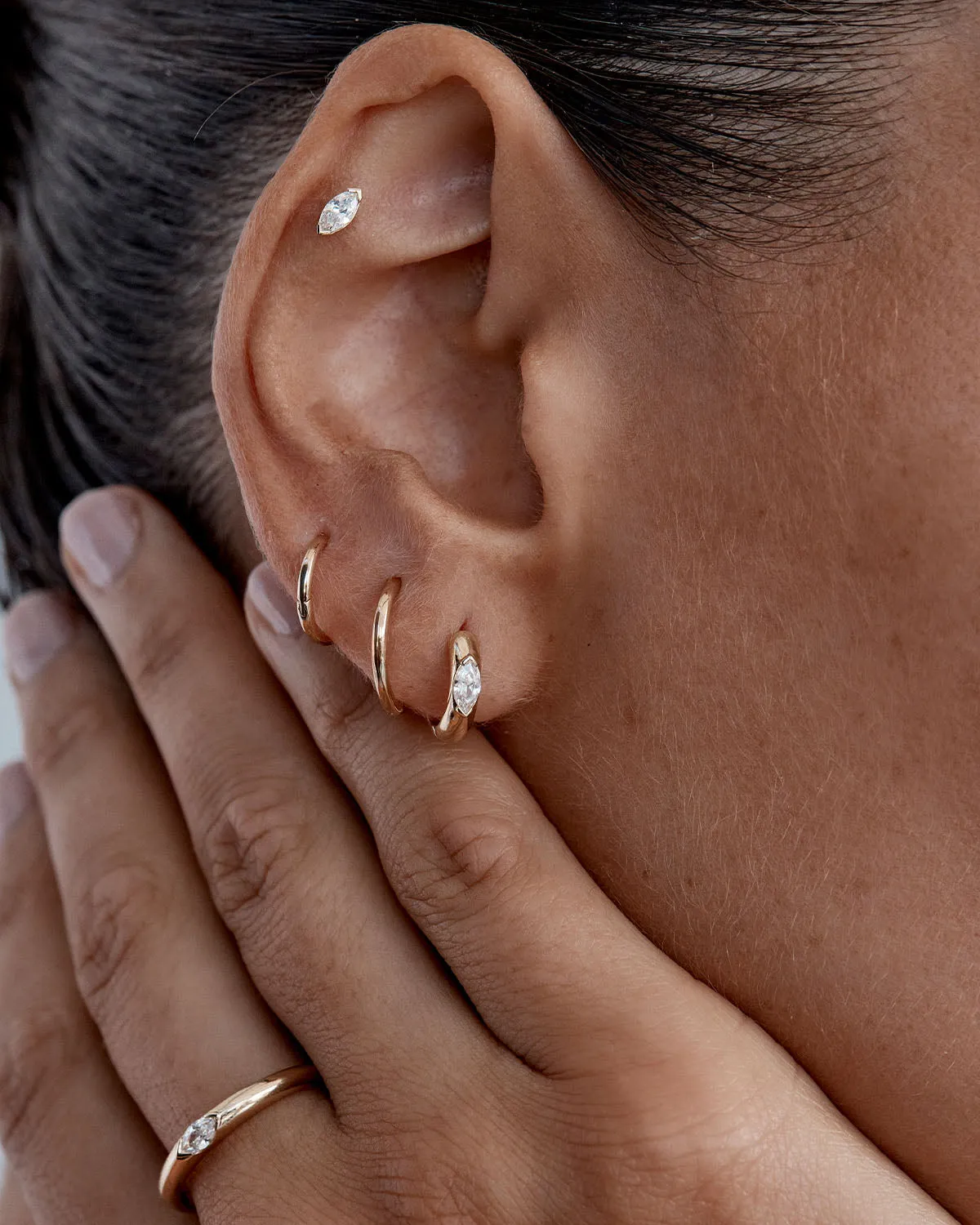14k Solid Gold Petal of Hope Lab-Grown Diamond Hoop Bycharlotte