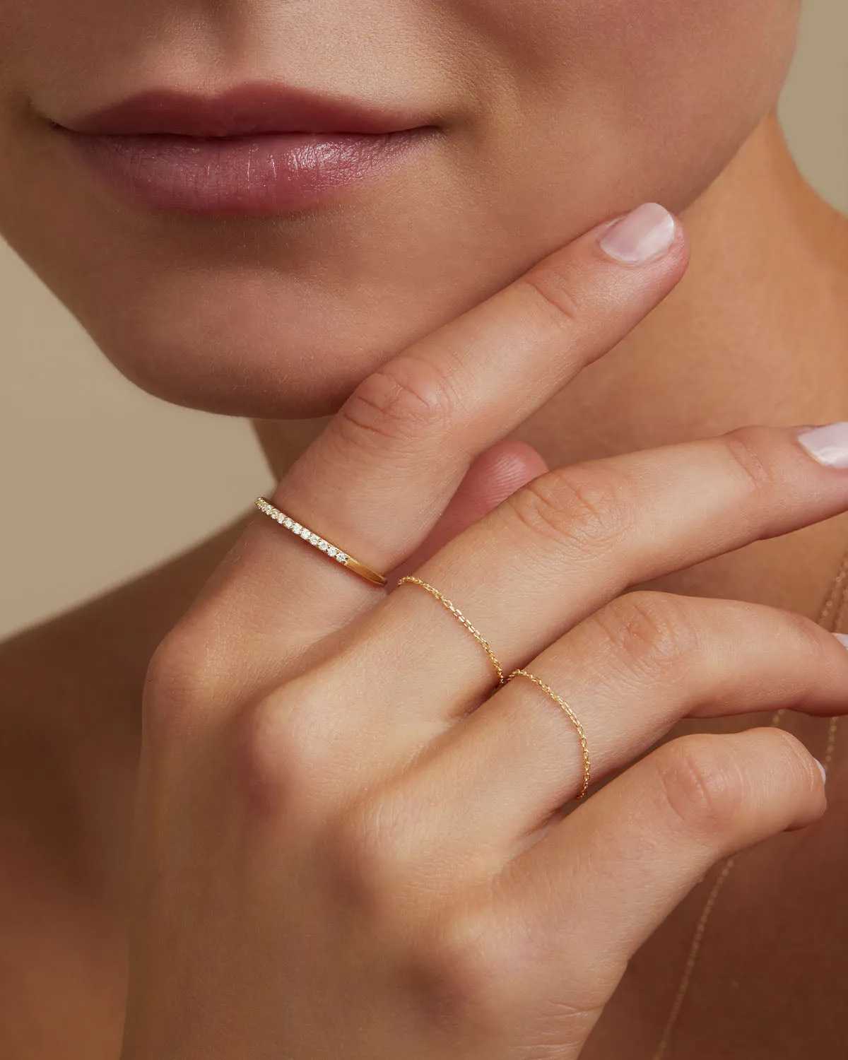 14k Solid Gold Purity Chain Ring Bycharlotte