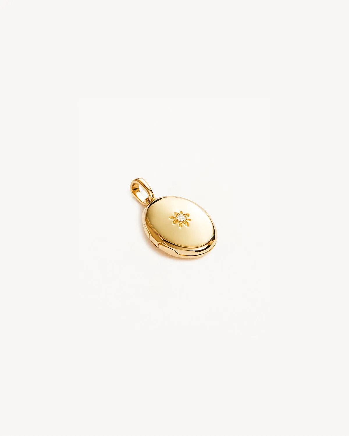 14k Solid Gold Rounded Diamond Lotus Locket Pendant Bycharlotte