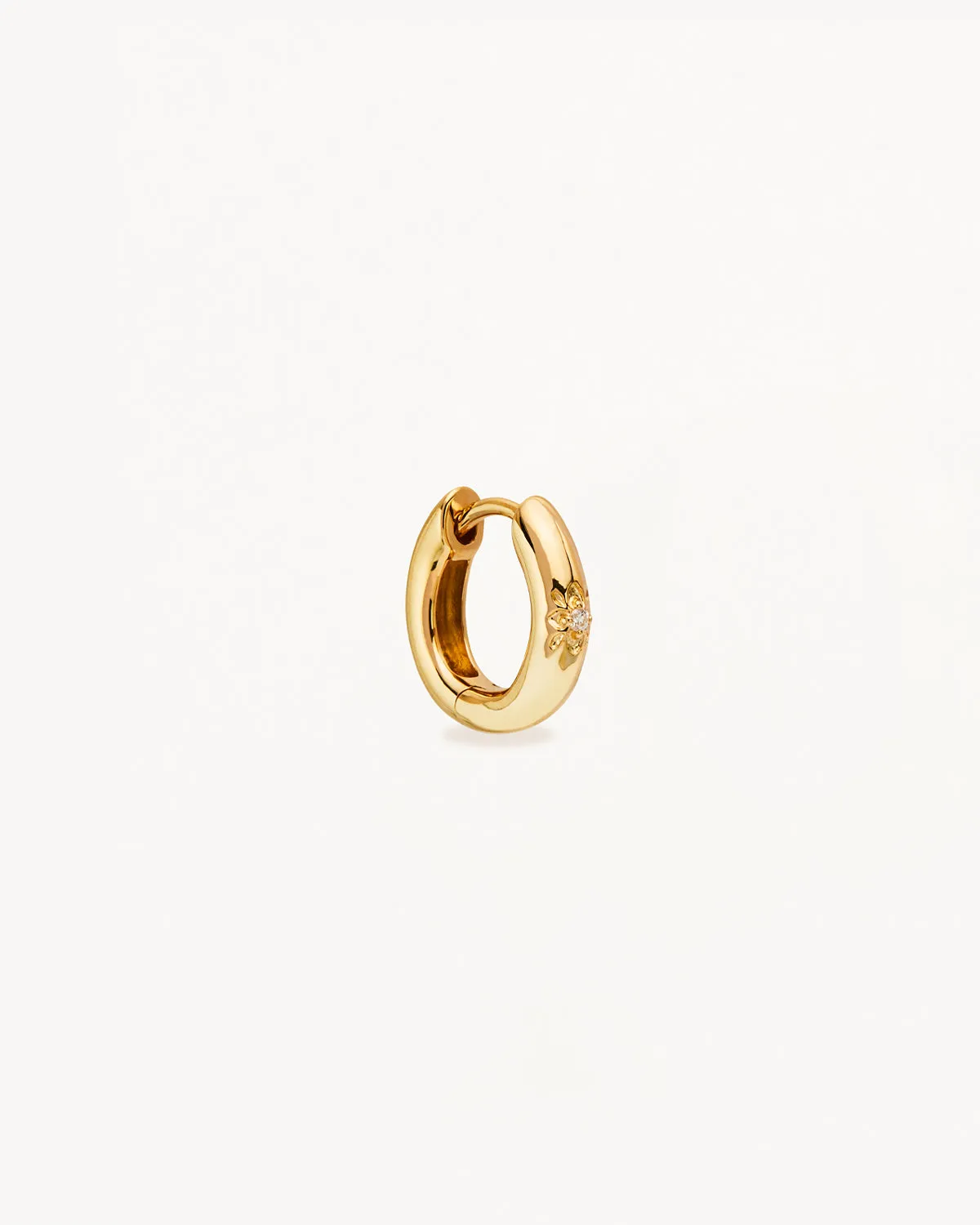 14k Solid Gold Sacred Lotus Diamond Hoop Bycharlotte