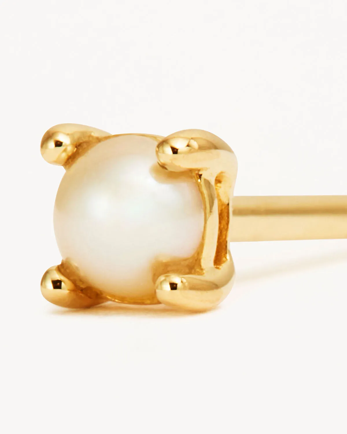 14k Solid Gold Serene Pearl Stud Earring Bycharlotte