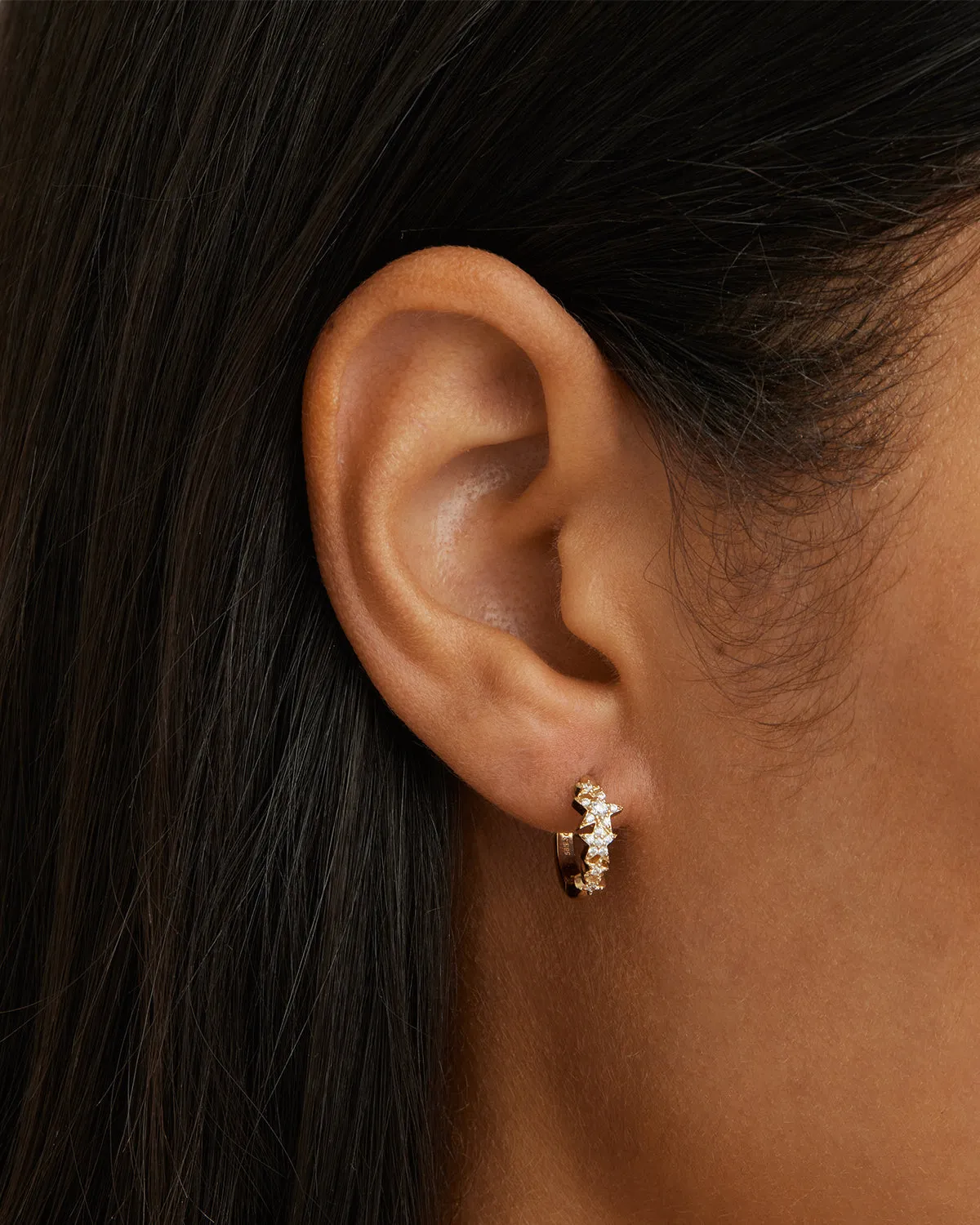 14k Solid Gold Stardust Lab-Grown Diamond Hoop Bycharlotte