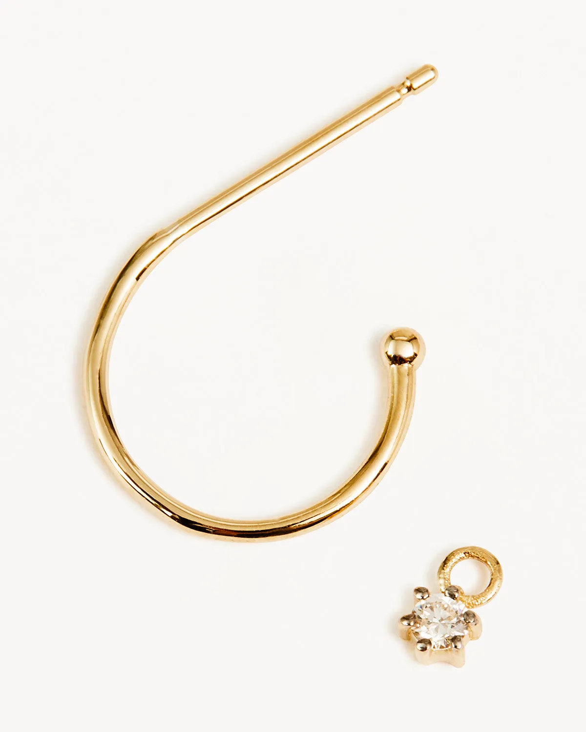 14k Solid Gold Sweet Droplet Diamond Hoop Bycharlotte