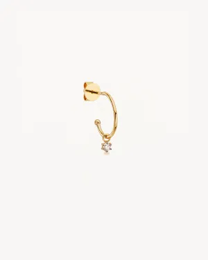 14k Solid Gold Sweet Droplet Diamond Hoop Bycharlotte