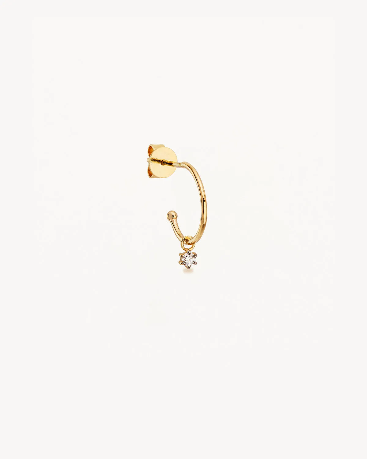 14k Solid Gold Sweet Droplet Diamond Hoop Bycharlotte