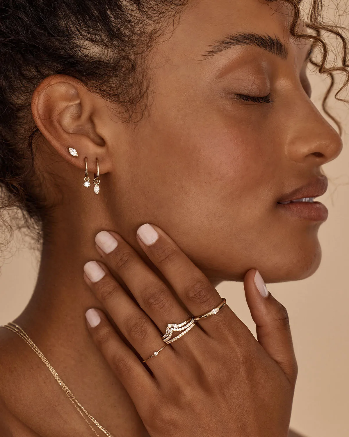 14k Solid Gold Sweet Droplet Diamond Ring Bycharlotte