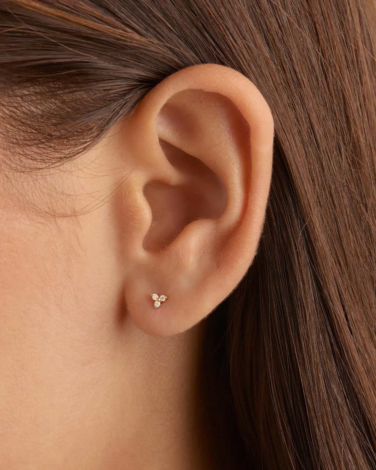 14k Solid Gold Twilight Diamond Stud Earring Bycharlotte