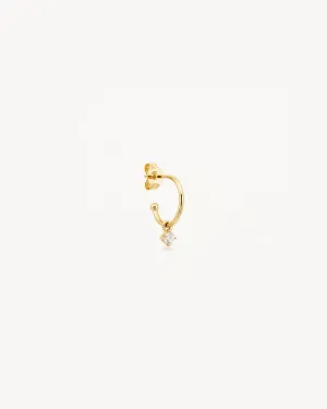 14k Solid Gold Water Drop Diamond Hoop Bycharlotte