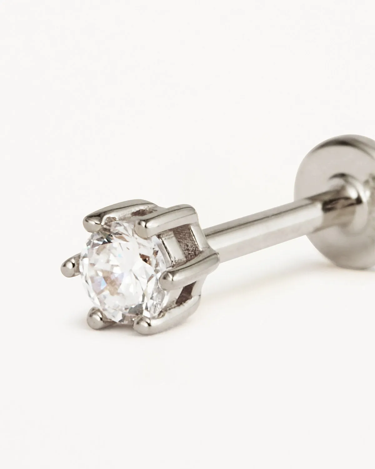 14k Solid White Gold Crystal Cartilage Earring Bycharlotte