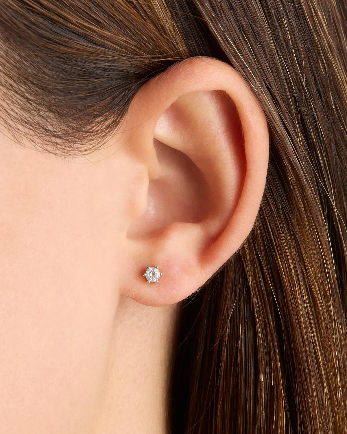 14k Solid White Gold Crystal Cartilage Earring Bycharlotte