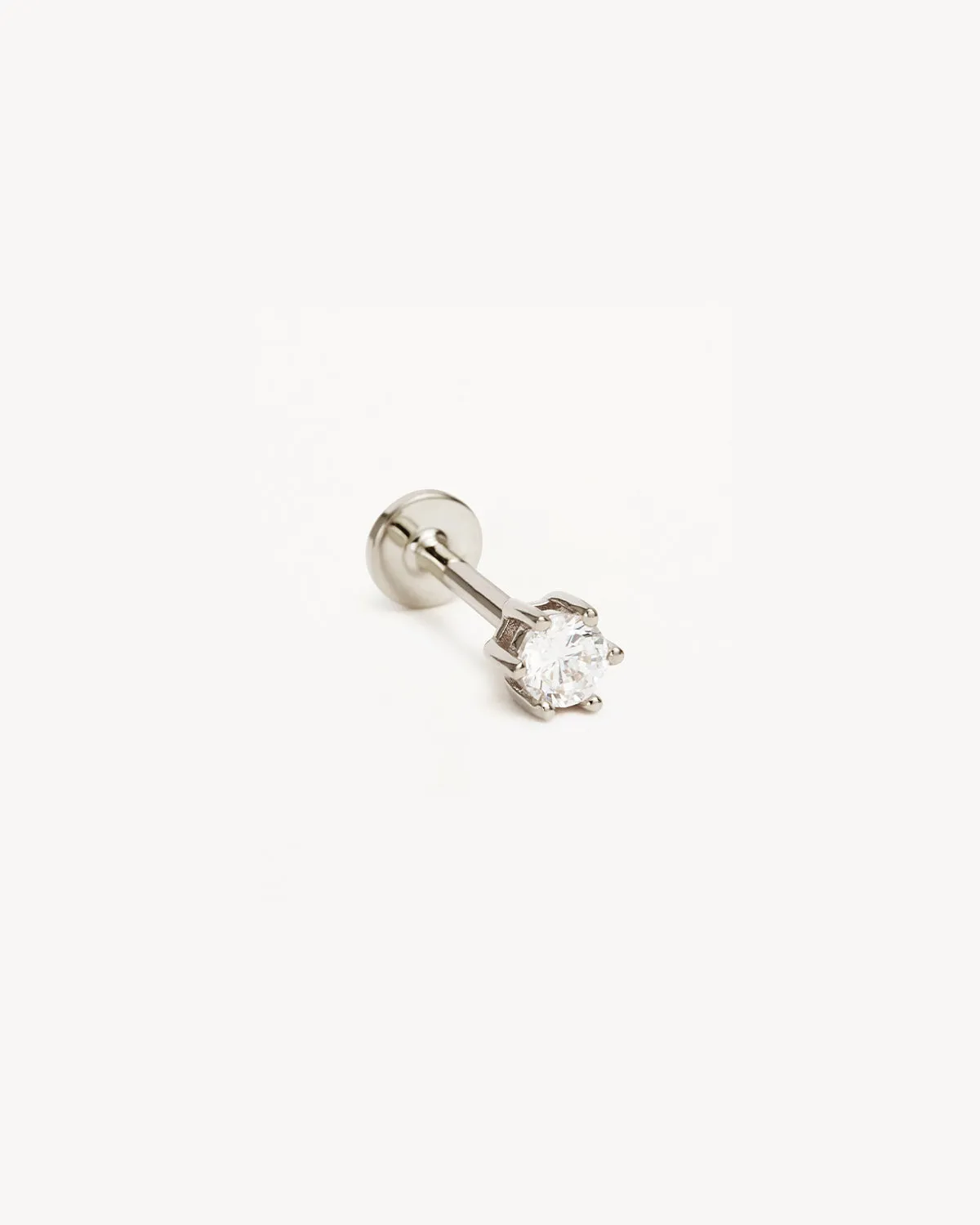 14k Solid White Gold Crystal Cartilage Earring Bycharlotte