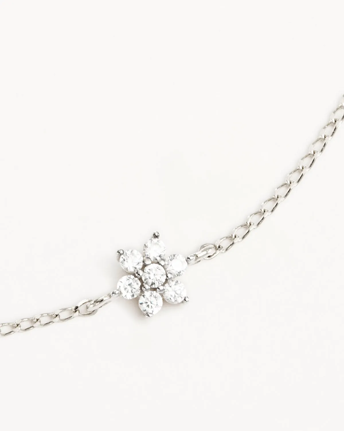 14k Solid White Gold Crystal Lotus Flower Bracelet Bycharlotte
