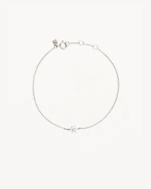 14k Solid White Gold Crystal Lotus Flower Bracelet Bycharlotte
