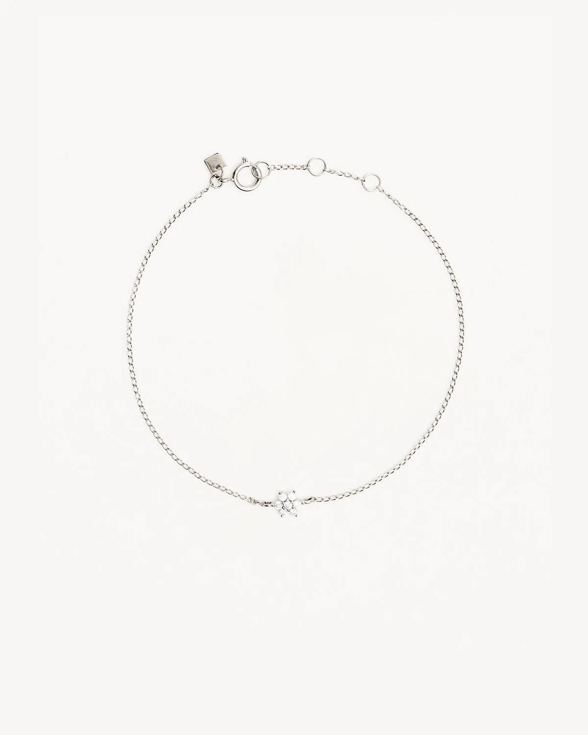 14k Solid White Gold Crystal Lotus Flower Bracelet Bycharlotte