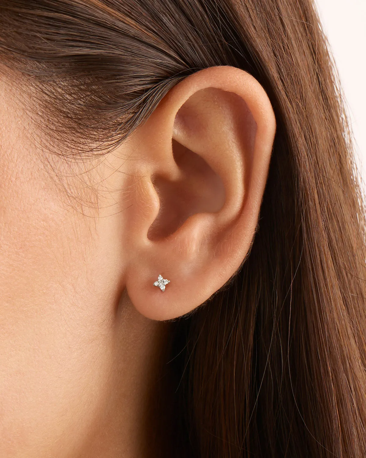 14k Solid White Gold Diamond Sacred Cartilage Flatback Earring Bycharlotte