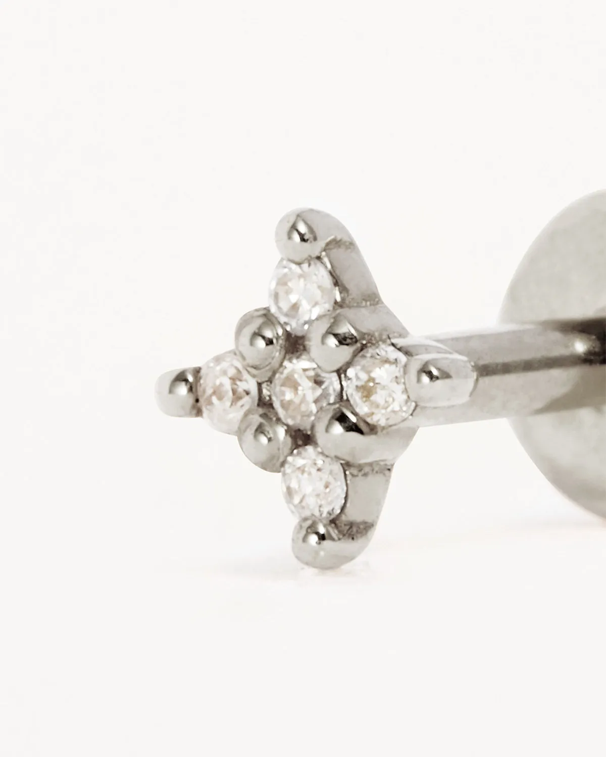14k Solid White Gold Diamond Sacred Cartilage Flatback Earring Bycharlotte