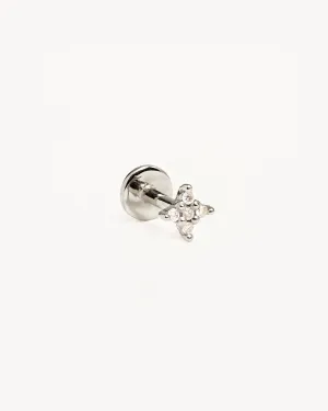14k Solid White Gold Diamond Sacred Cartilage Flatback Earring Bycharlotte