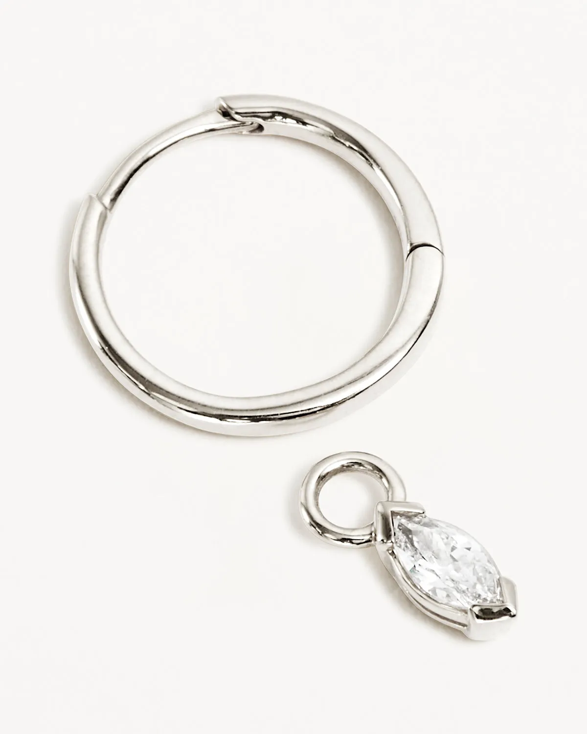 14k Solid White Gold Floating Petal Lab-Grown Diamond Hoop Bycharlotte