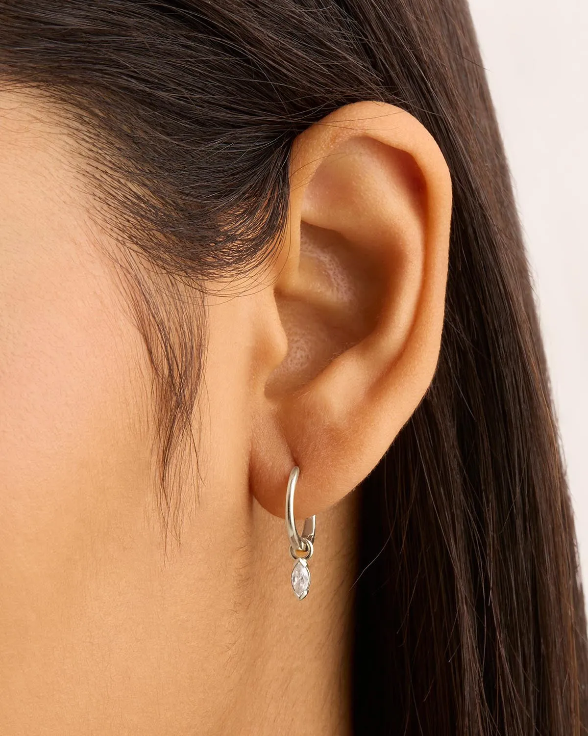 14k Solid White Gold Floating Petal Lab-Grown Diamond Hoop Bycharlotte