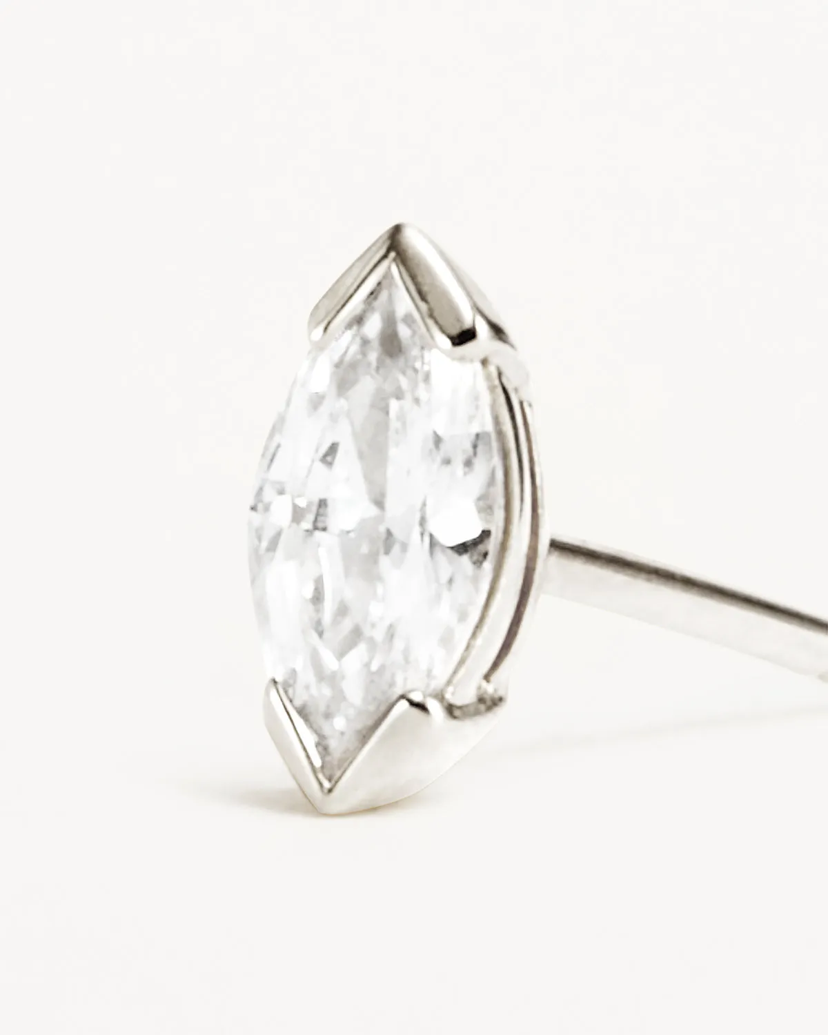 14k Solid White Gold Floating Petal Lab-Grown Diamond Stud Earring Bycharlotte